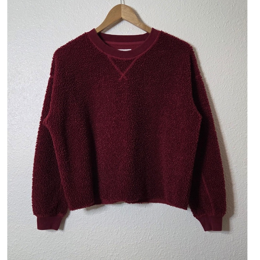American Eagle Teddy Fleece Sherpa Slouchy Cropped Pullover Cozy Girl Sweater XS